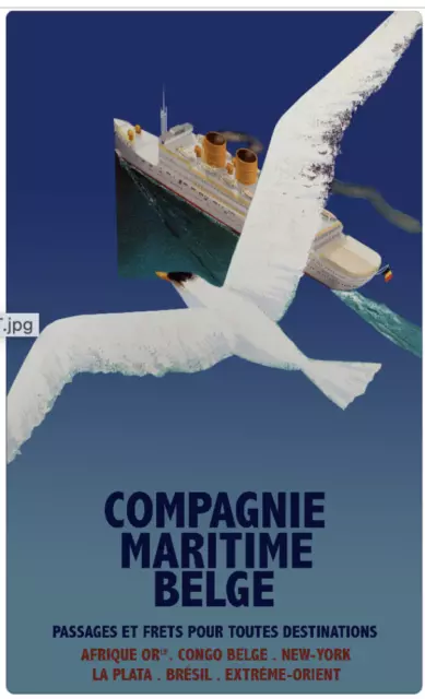 affiche poster compagnie maritime belge