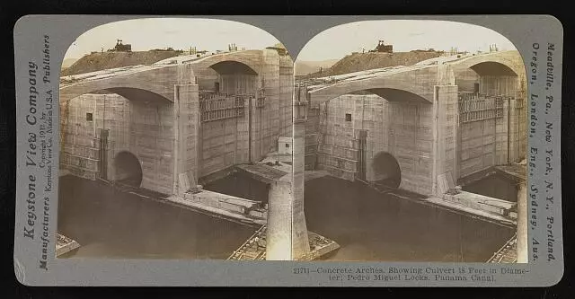 Panama Concrete arches, showing culvert 18 feet in diameter; Pedro - Old Photo