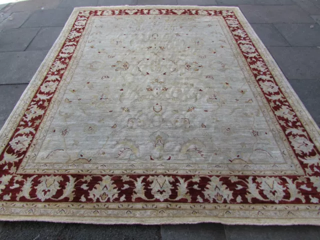 Traditional Hand Made Afghan Zigler Oriental Wool Beige Red Carpet 305x242cm