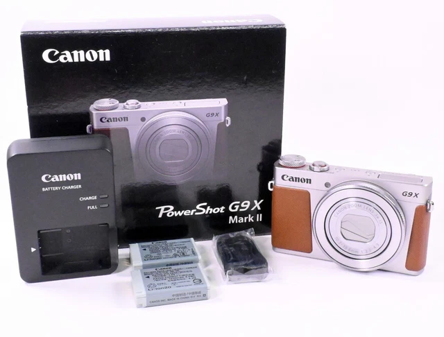 Near Mint CANON Power Shot G9X Mark II Silver w/box, two batteries from Japan