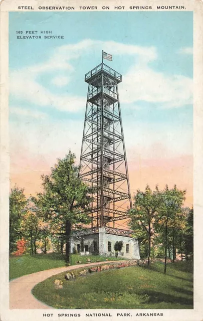 Postcard Steel Observation Tower Hot Springs National Park Arkansas WB