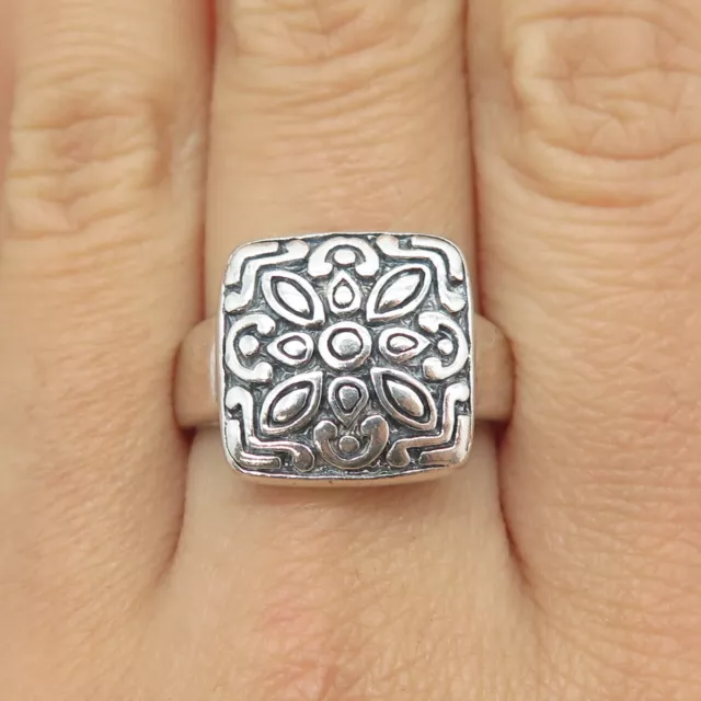 CHAPAL ZENRAY 925 Sterling Silver Vintage Floral Ornate Ring Size 9