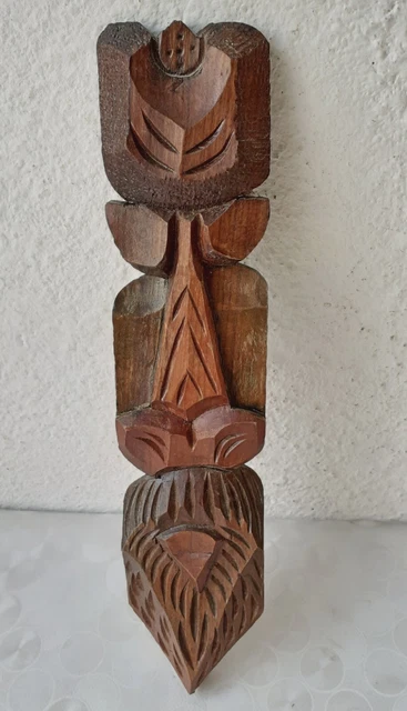 11+"  Wooden hand carved wall mask, head carving  art, wood, plaque