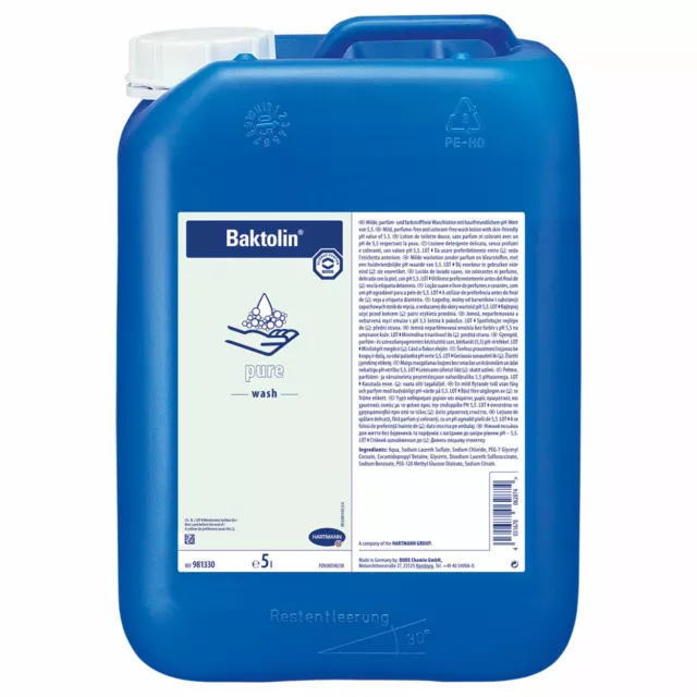 Baktolin Pure Waschlotion Flüssigseife Handseife Spenderseife Seife Lotion - 5 l