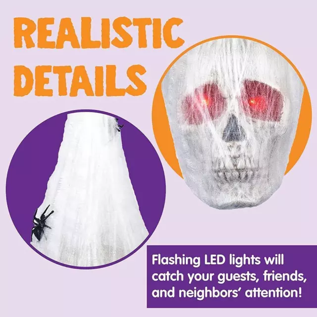 Halloween Horror Glowing Sound Control Spider Cotton Skull Prop~