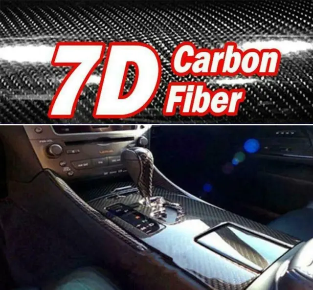 7D Gloss BLACK 1520mm(60in)x300mm(12inch) Carbon Fibre Vinyl Wrap Sticker Glossy