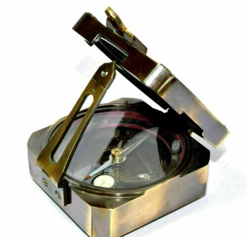 Antique Solid Brass Compass 1917 Brunton Vintage Kelvin & Hughes Working Item Ne