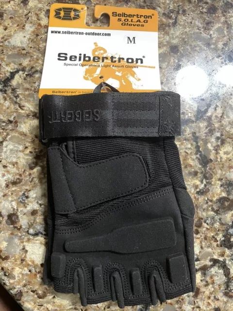 Seibertron SOLAG Light Assault Gloves Fingerless Medium BlackAuthentic