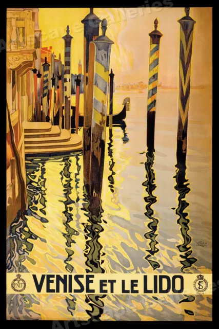 1920s Venice Lido Italy Classic Vintage Style Italian Travel Poster - 16x24