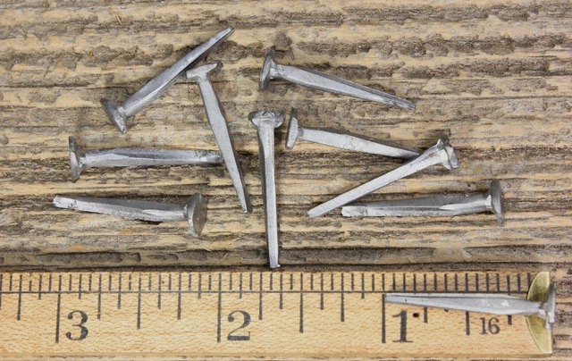 1” Inch Square Nails 10 Lot Antique Box Vintage Look Large Round Flat Head Brad
