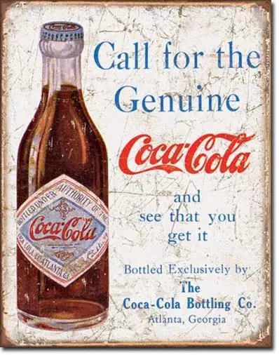 Coca Cola Genuine USA Retro Vintage Design Metall Werbung Schild