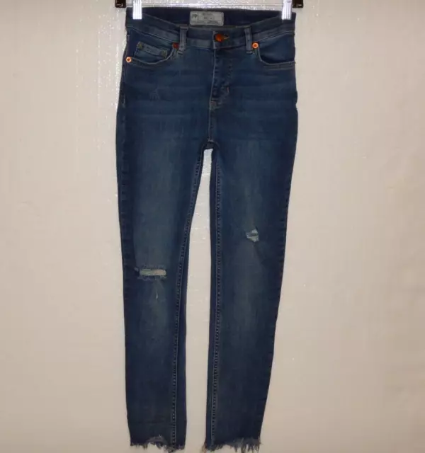 Free People Jeans Womens Size 25  Blue Med Wash Skinny Distressed Mid Rise