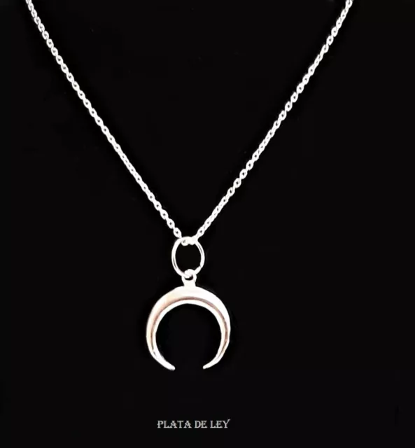 COLLAR COLGANTE LUNA INVERTIDA PLATA de LEY 925. Nuevo. Moda, Precio, y Estuche