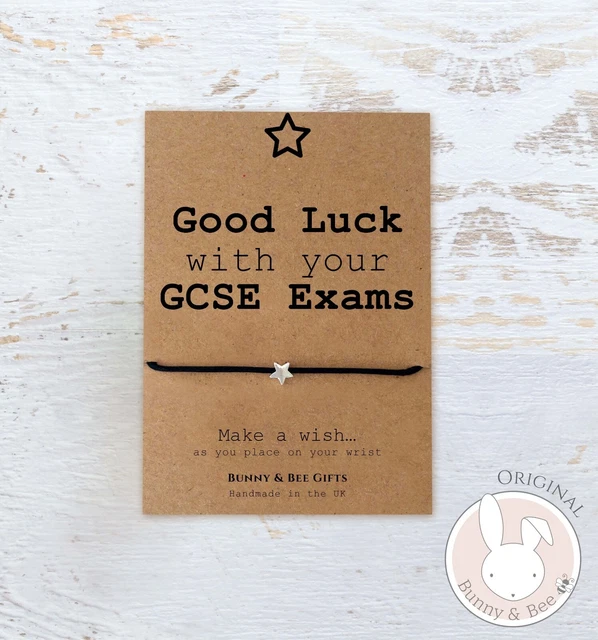 BONNE CHANCE GCSE bracelet cadeau vœux examen carte portebonheur test école classe étudiante