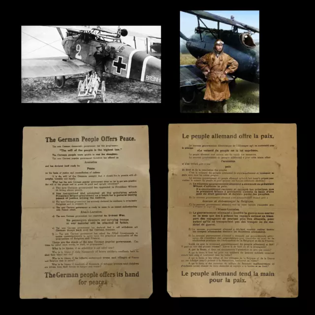 RARE WWI German Aeroplane dropped Propaganda Leaflet on BEF AEF French Trenches