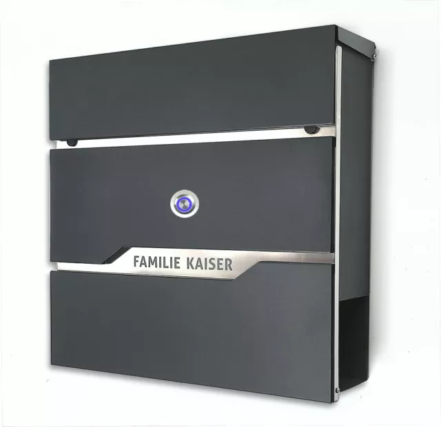 Campanello Design Cassetta Lettere Incl. Campanello Radio Cassetta Postale Premium Acciaio Inox Led