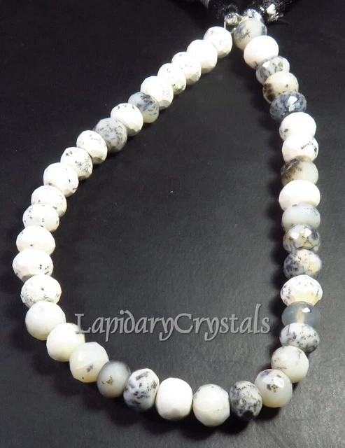 Natural Black Dendrite Rondelle Faceted Gemstone Beads 57 Cts 6-7 mm LC-322