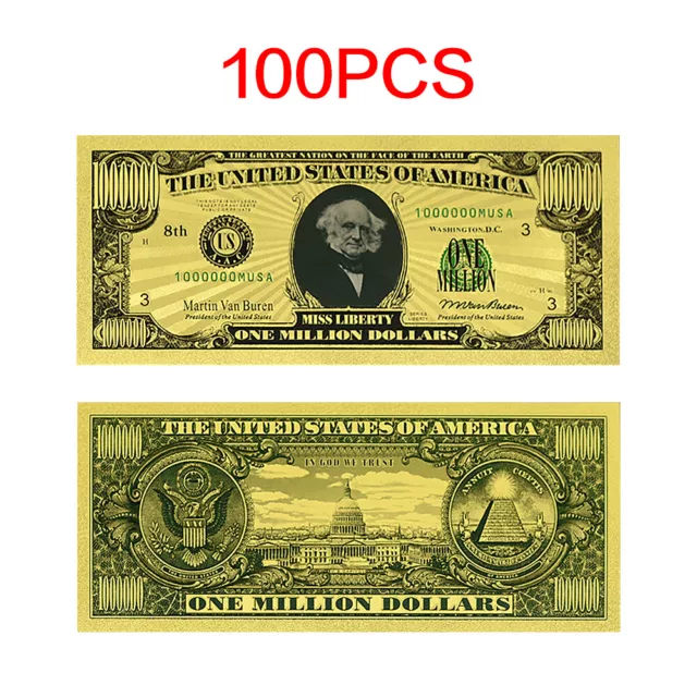 100pcs US 8th President Gold Banknotes Martin Van Buren Million Collectibles