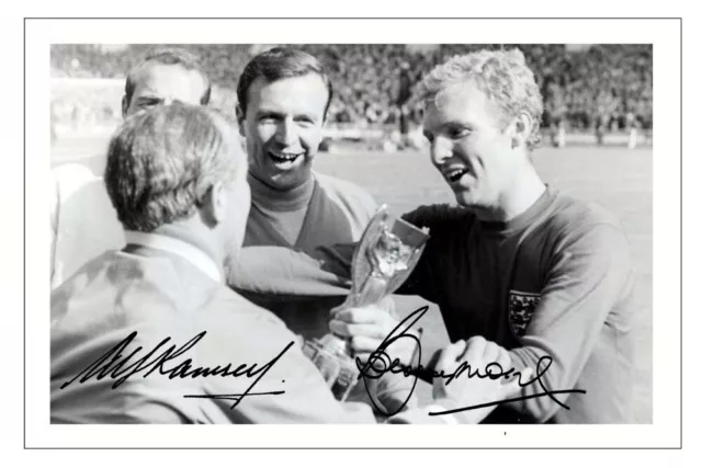 ALF RAMSEY & BOBBY MOORE Signed Autograph PHOTO Print ENGLAND World Cup 1966