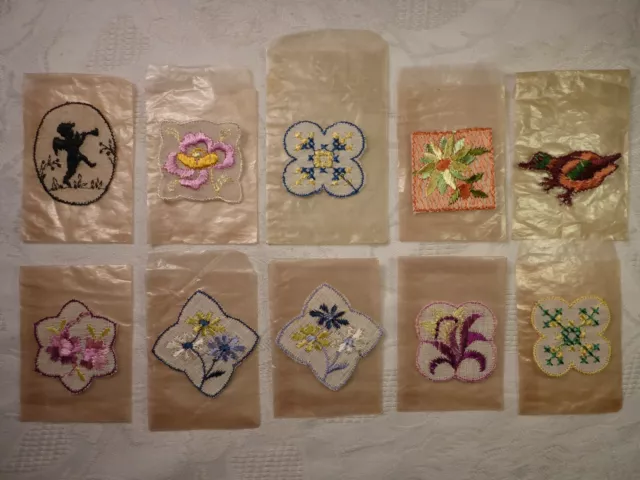 10x Antiguo Spitze Bordado de Encaje Adorno Aplicación Parche Imagen Flores