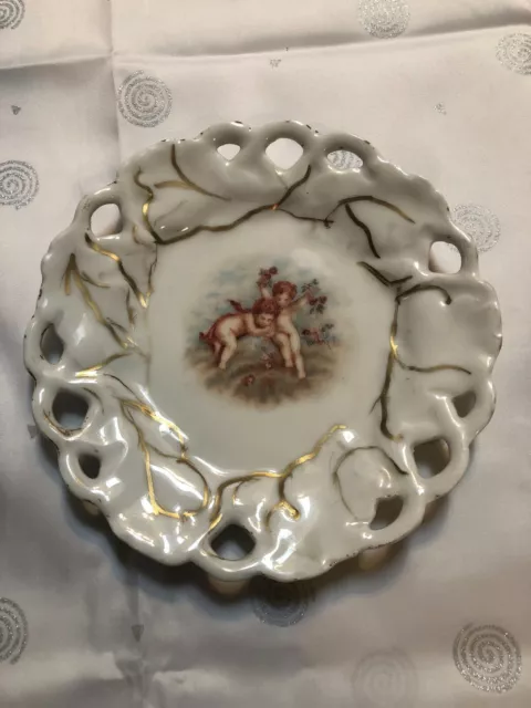 Cherub Angel Boys Fine China Plate Gold Beautiful