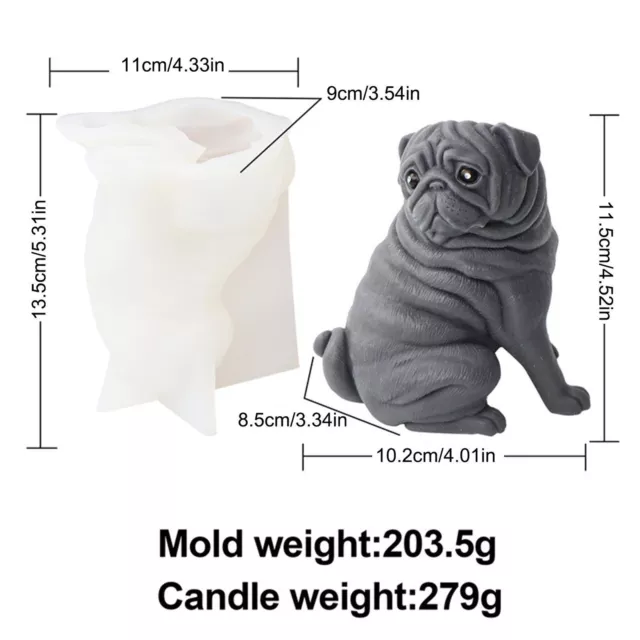 Dog Silicone Mold 3D Shar Pei Heat Proof Aromatic Candle Cake DIY Making Moulds 2