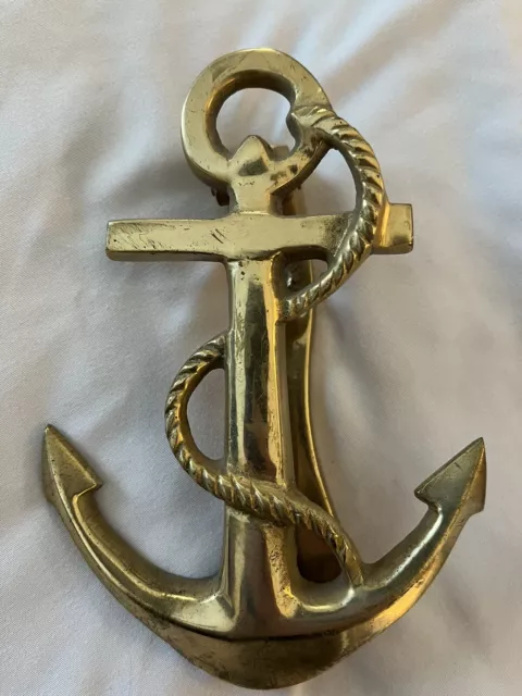 Nautical Solid Brass Ship Anchor Rope Design Door Knocker Heavy