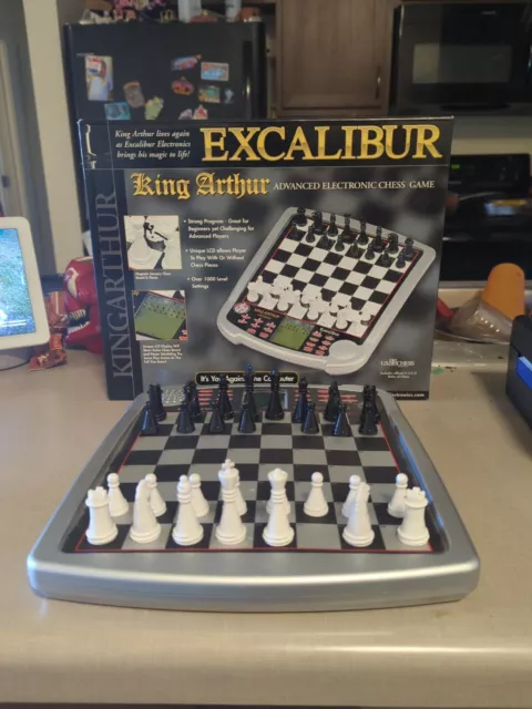 Excalibur King Arthur Electronic Chess Advanced Game in Box Tested Works Read!!!