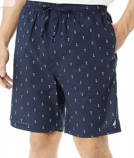 Nautica Men's Soft Woven 100% Cotton Elastic Waistband Sleep Pajama Short. Large