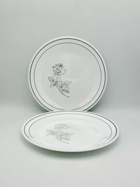 Set of 2 Corelle Solitary Dinner Plates Silver Rose 10 1/4”