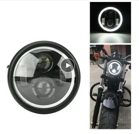 +  Faro Anteriore Fanale Moto Led Cafe Racer Scrambler 15Cm 6.5" Bobber Custom