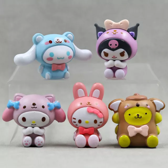5pcs My Melody Hello Kitty Figures Kuromi Cinnamoroll Cake Toppers PVC Doll Toy