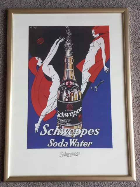 Vintage Schweppes Soda Water Art Deco Framed Print