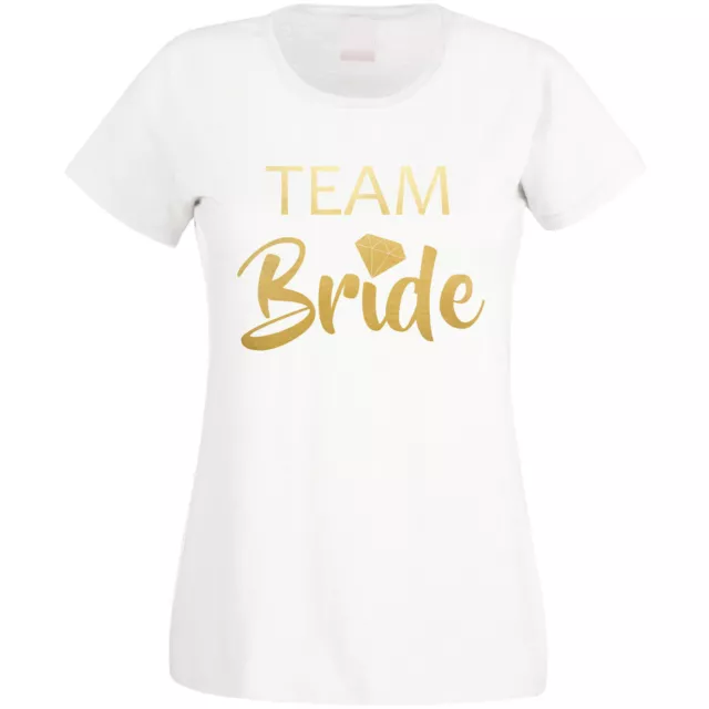 JGA T-Shirt mit Motiv Bride & Team Bride Diamant Gold Spruch Ladyfit Braut Party