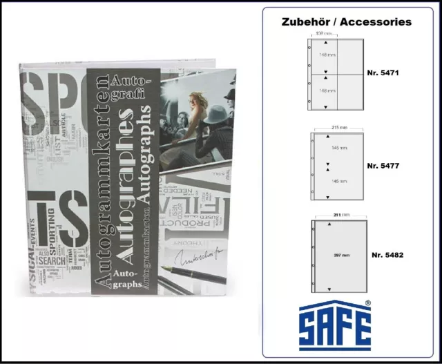 Einsteckblätter Autogrammkarten Sammelhüllen A4 4x100x150mm SAFE 5475 50 Pack 3