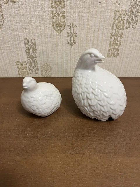 Vintage Birds Decretive Ceramic Partridge/Quail Mama & Baby Japan HOMCO