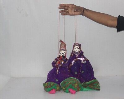 Rajasthani Ethnic Wooden Head & Cloth Men & Women  Pair Puppet 10171 3
