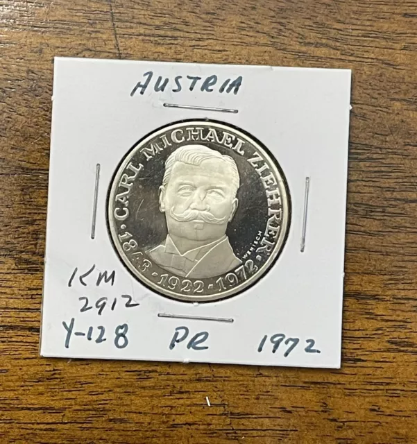 1972 AUSTRIA 25 Shillings Silver Carl M. Ziehrer KM #2912 Gem Proof
