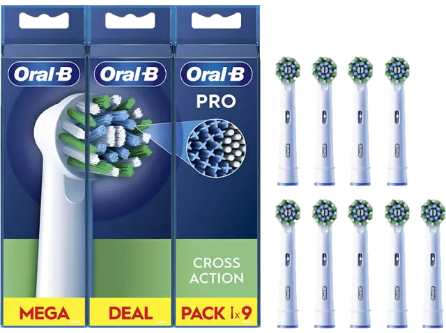 Oral-B Pro CrossAction, Cabezales De Recambio, Pack De 9 Unidades