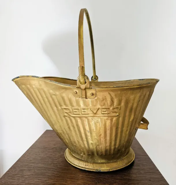 Vintage "Reeves" Metal Coal Ash Bucket! Gold