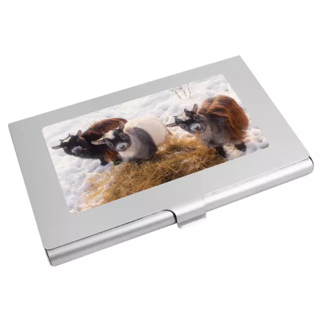 'Goats In Snow' Business Card Holder / Credit Card Wallet (CH00006209)