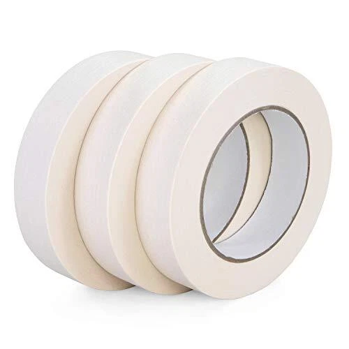 IDL Packaging 1-inch x 60-Yard White Masking Tape Pack of 3 Rolls Natural Rub...