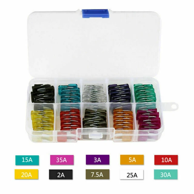 120 x Mini Fusibles Lame Auto Car Van Vélo Fusible 2 3 5 10 15 20 25 30 35 A