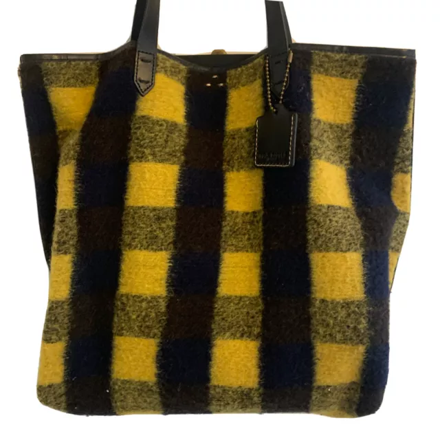 Kelsi Dagger Brooklyn 'Commuter' Buffalo Plaid Flannel Yellow & Black Tote $170 2