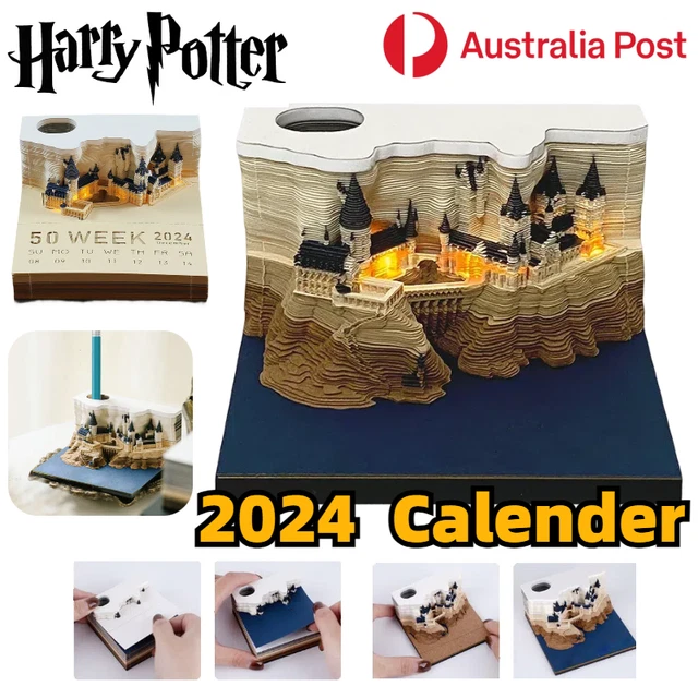 HARRY POTTER 2024 3D Desk Calendar Memo Pad Castle DIY Paper Carving