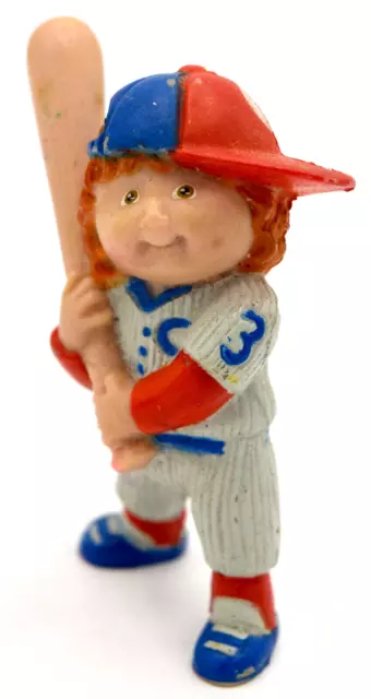 Cabbage Patch Kid Small Mini Figurine Baseball Bat Boy 1984 Hong Kong Vintage