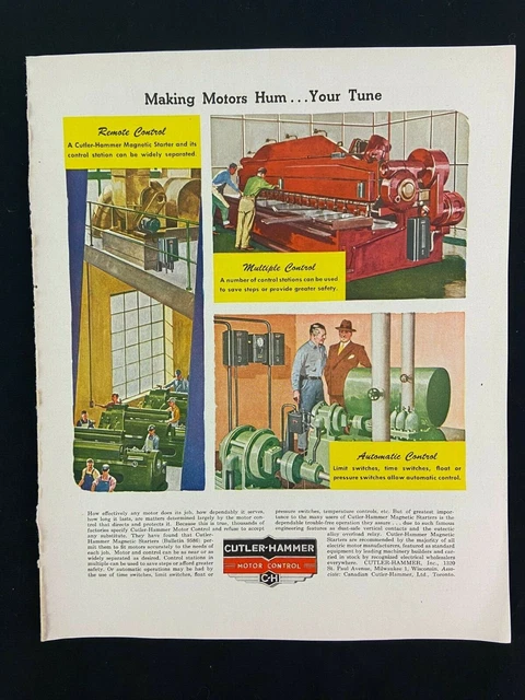 CUTLER HAMMER MOTOR Control Magazine Ad 10 75 X 13 75 Lord Calvert 