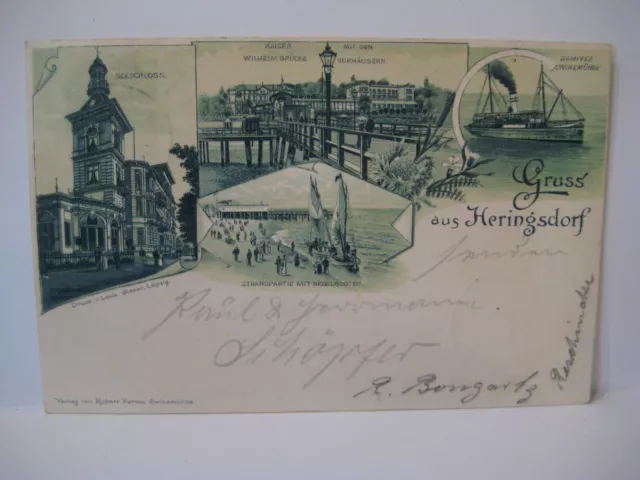 AK Postkarte , Ostseebad Heringsdorf Seeschloss Dampfer Brücke , gelaufen 1904