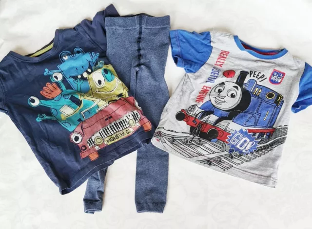 Pacchetto magliette ragazzo taglia 2-4 anni Debenhams H&M George 2 magliette treno Thomas