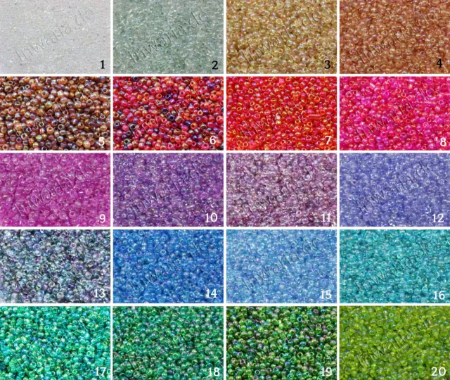 Rocailles irisierend Ø 2/3/4 mm 20/100 g Perlen rainbow Glasperlen, RP-44 Rocailles irisierend Ø 2/3/4 mm 20/100 g Perlen rainbow Glasperlen, RP-44